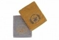 Set 2 prosoape de maini, Beverly Hills Polo Club, 50x90 cm, 100% bumbac, mustar/gri