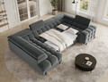 Coltar extensibil stanga 3 locuri ELTAP, LT-06SO, Fectory, 346x205x93 cm, lemn/poliester, gri inchis