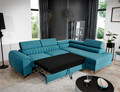 Coltar extensibil dreapta 4 locuri, ELTAP, Lau-45, Laurence, 278x205x92 cm, lemn/poliester, turcoaz