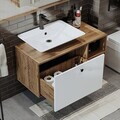 Set Dulap de Baie cu Chiuvetă și Oglindă (2 Piese), Hanah Home, 2480, MDF, Pin Atlantic / Alb