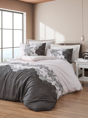Lenjerie de pat dubla, New Mixscarlet - Beige, EnLora Home, 65% bumbac/35% poliester