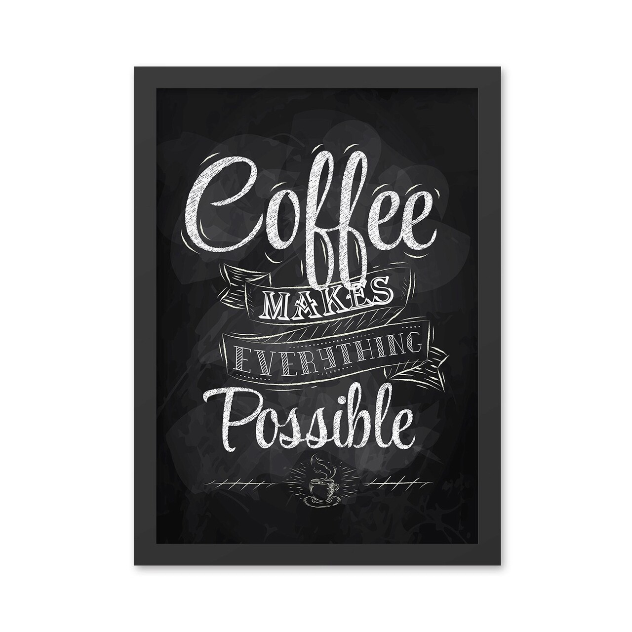 Tablou decorativ, Coffee 2 (40 x 55), MDF , Polistiren, Alb/Negru