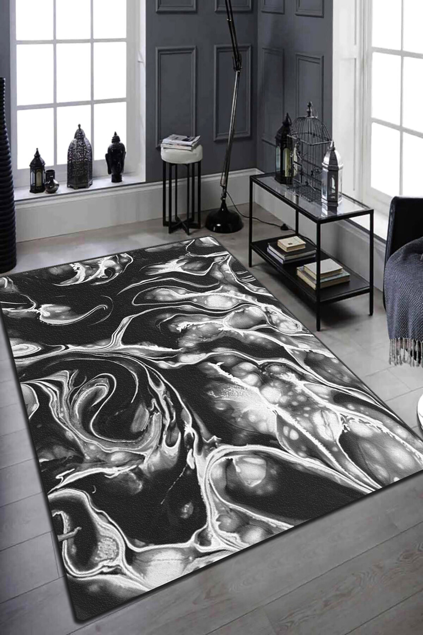 Covor, Mystery Djt, 200x290 cm, Alb/Negru