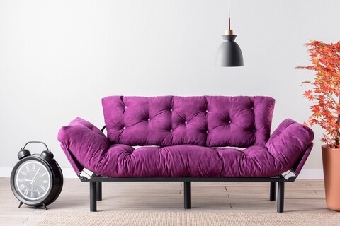 Canapea extensibila Nitta Triple, Futon, 3 locuri, 225×70 cm, metal, mov 225x70 imagine model 2022