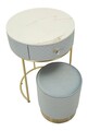 Masa de toaleta cu taburet / masuta dressing Vellit, Mauro Ferretti, 52x70 cm, lemn de pin/MDF/metal, albastru deschis