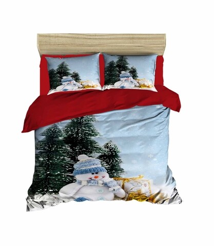 Lenjerie de pat dubla Xmas-431, Pearl Home, 3 piese, amestec bumbac, multicolor