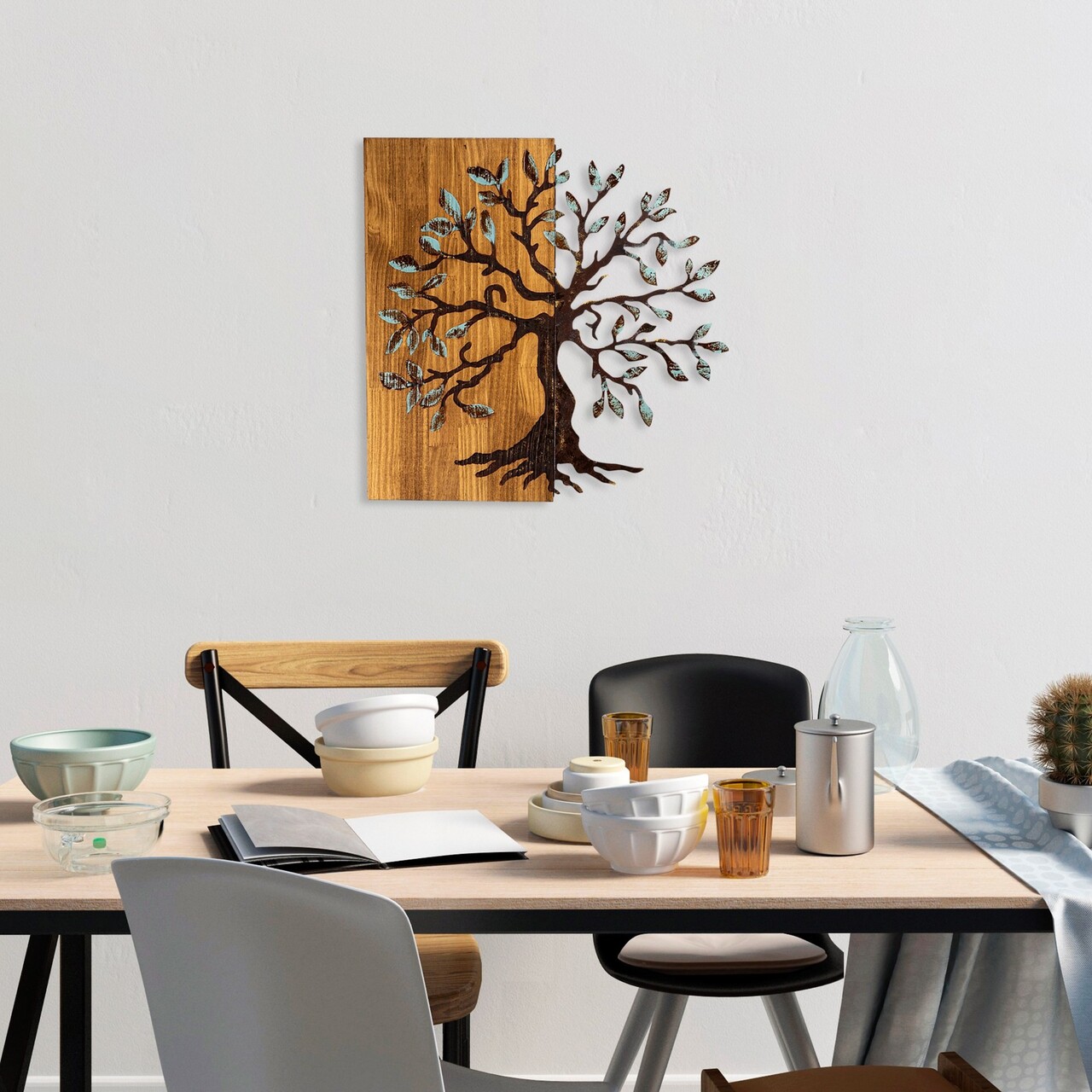 Decoratiune de perete, Agac 5, Dimensiune: 58 x 58 cm, Nuc / Maro - view 3