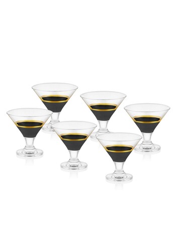 Set cupe pentru inghetata, Mia, 742TMA4789, Sticla, Negru