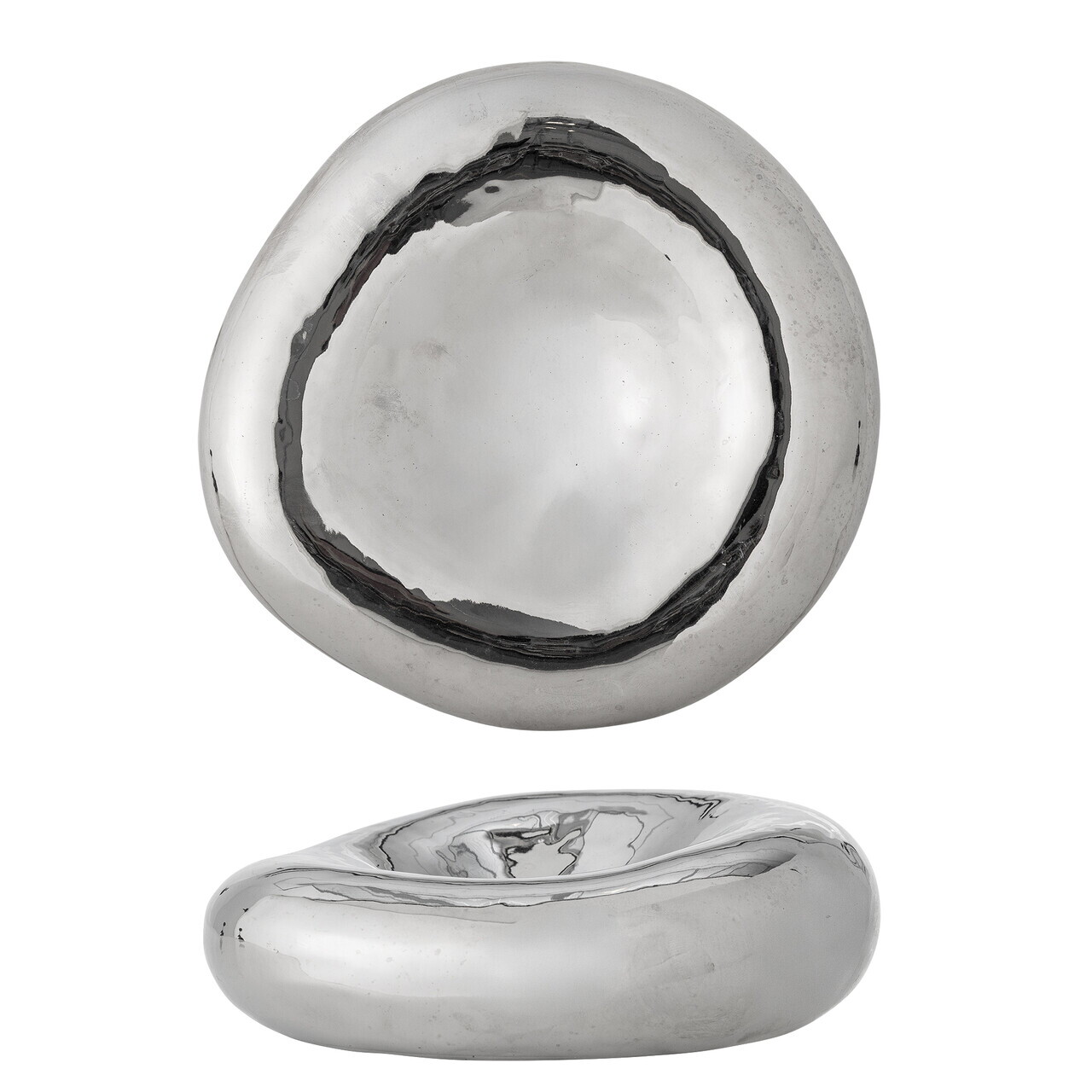 Bol decorativ, Bloomingville, Shine, 18x6 cm, ceramica, argintiu