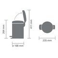 Cos de gunoi cu pedala, Brabantia, NewIcon, 3 L, 23.5x16.8x26.4 cm, otel, bej