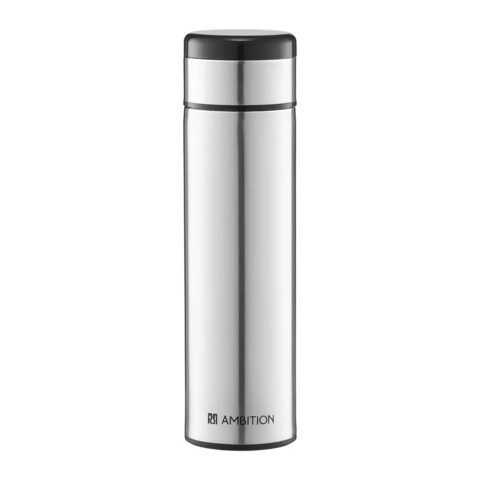 Termos din inox cu indicator lcd pentru temperatura indi, ambition, 23.5 x 6.5 cm, 420 ml, inox, argintiu