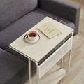 Masuta de cafea in forma de C, cu roti, Vasagle, 55x24x66 cm, max 50 kg, PAL/otel, crem/alb