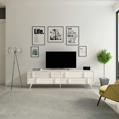 Comoda tv, avva home, eva, 160x43.6x35 cm, alb