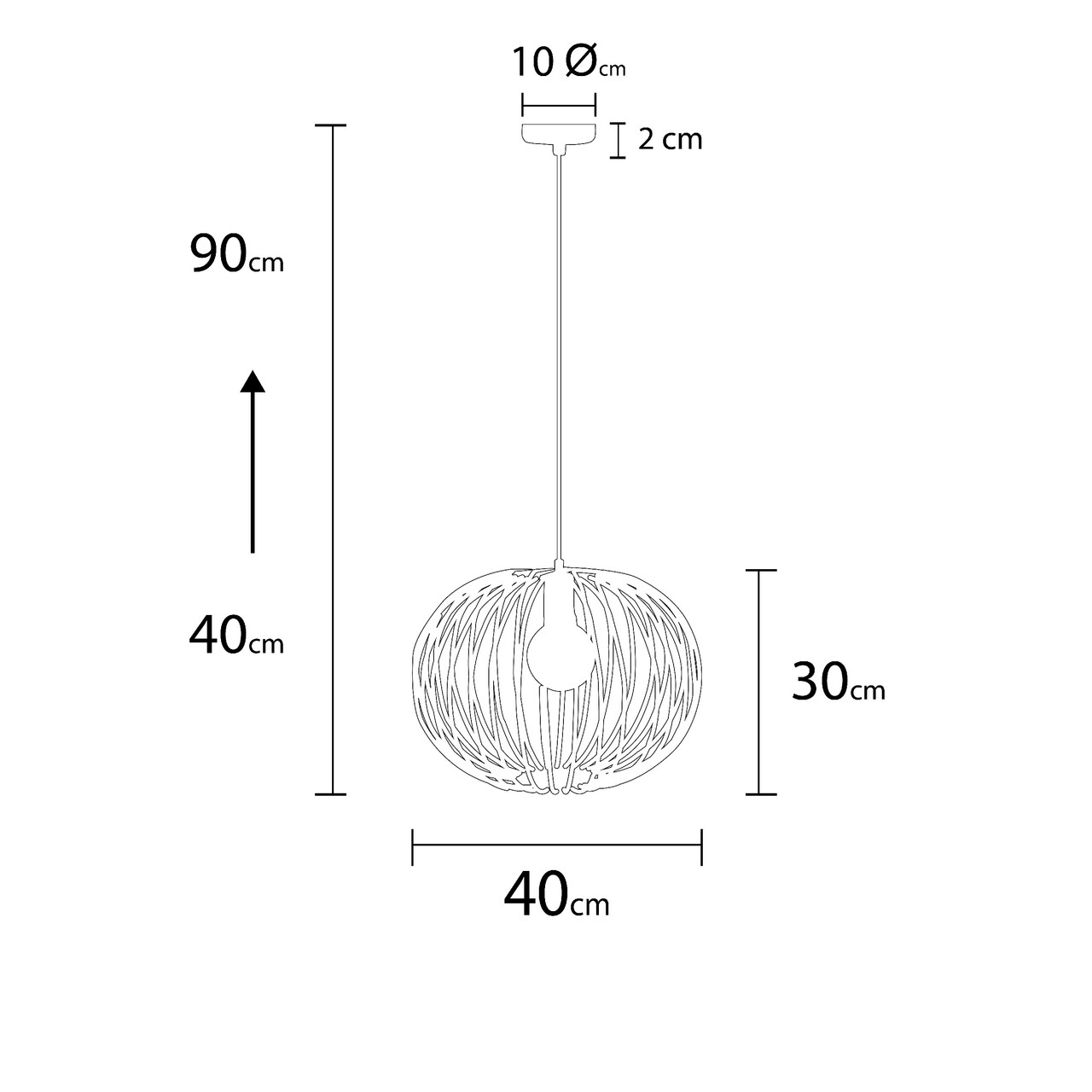 Lustra Dalia, Maison In Design, Ø40 Cm, 1 X E27, 100W, Negru