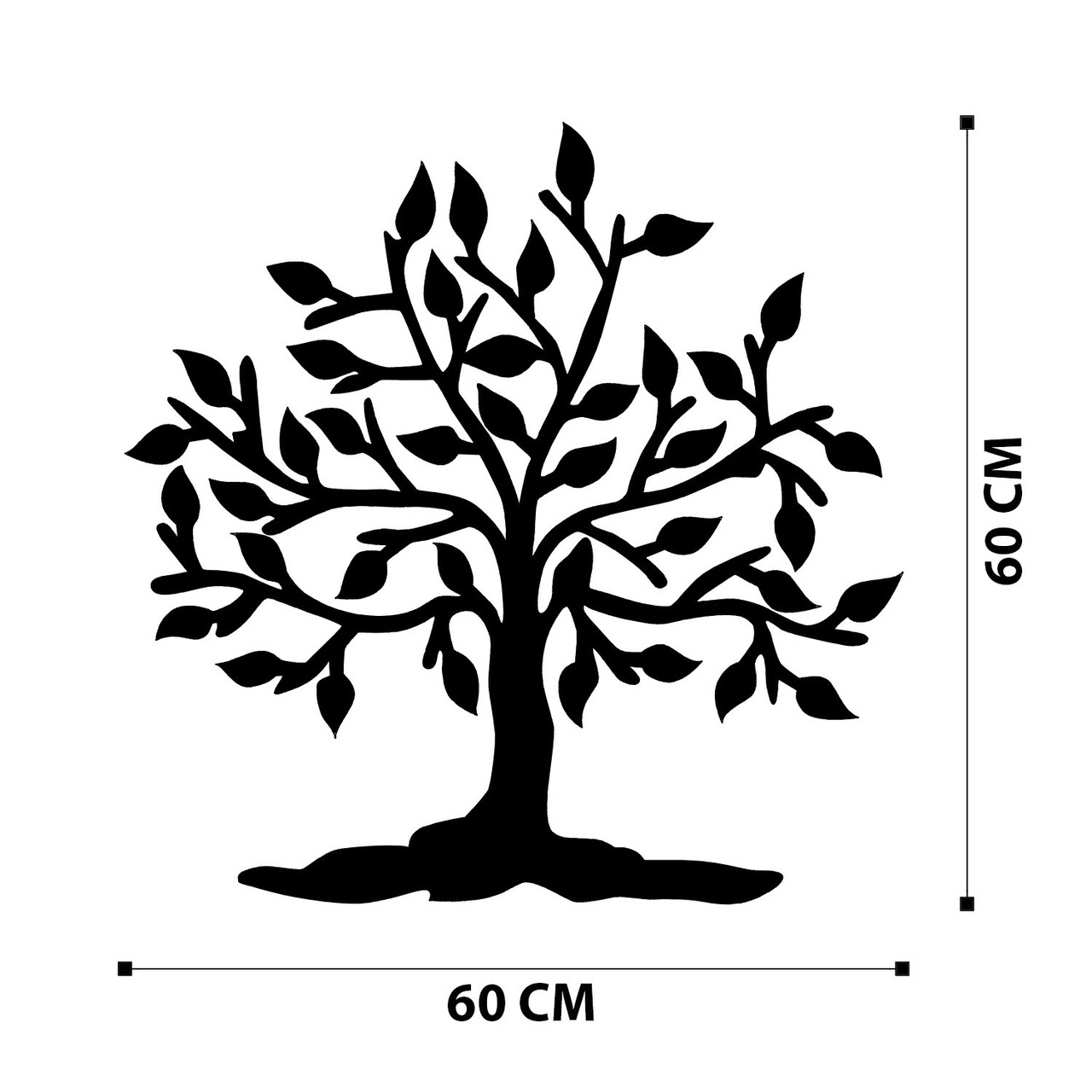 Decoratiune de perete, Kalp Agac, metal, 70 x 70 cm, negru