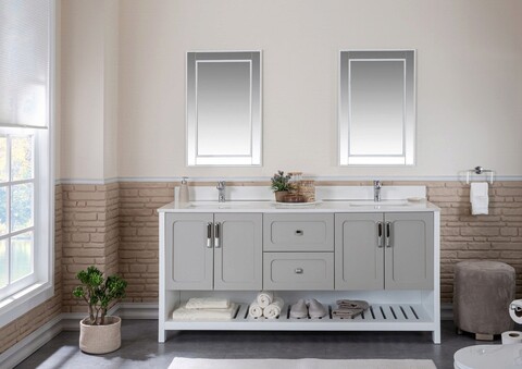 Set mobilier de baie (3 piese), Jussara, Yampa 72, Gri Jussara