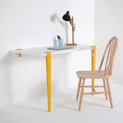Birou, logg, cuarius, 120x75x60 cm, alb / galben