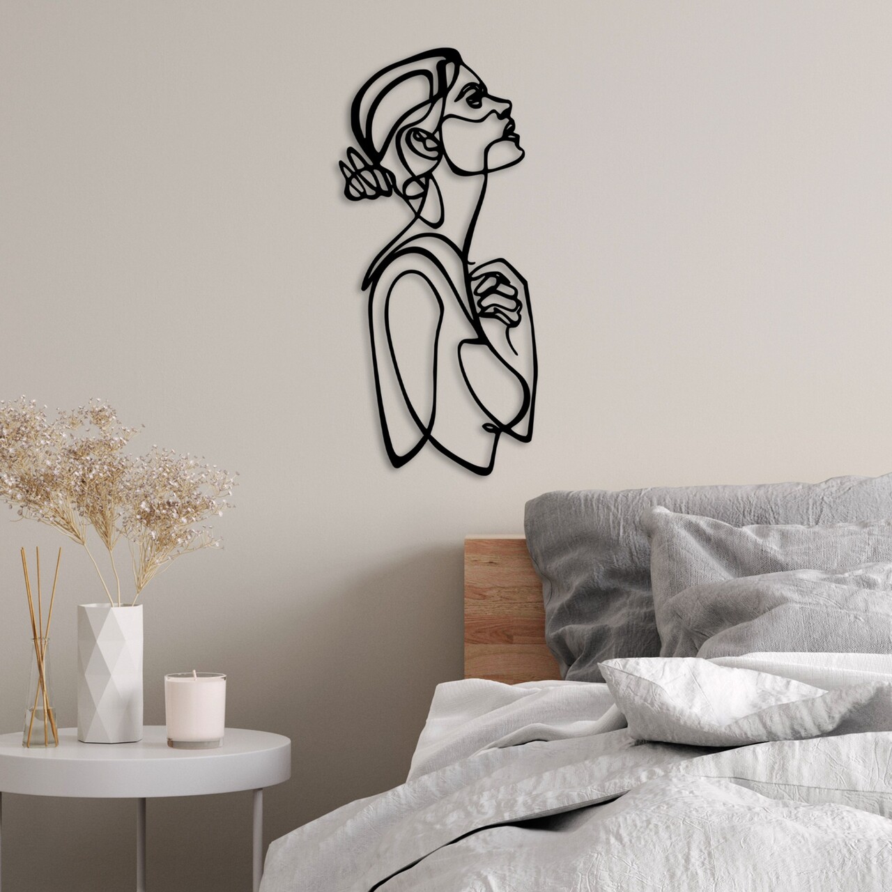 Decoratiune de perete, Portrait v2, Dimensiuni: 70 x 32 cm, Negru - view 2