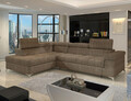 Coltar extensibil stanga 4 locuri ELTAP, ERI-30, Eridano, 275x202x88 cm, lemn/poliester, bej inchis