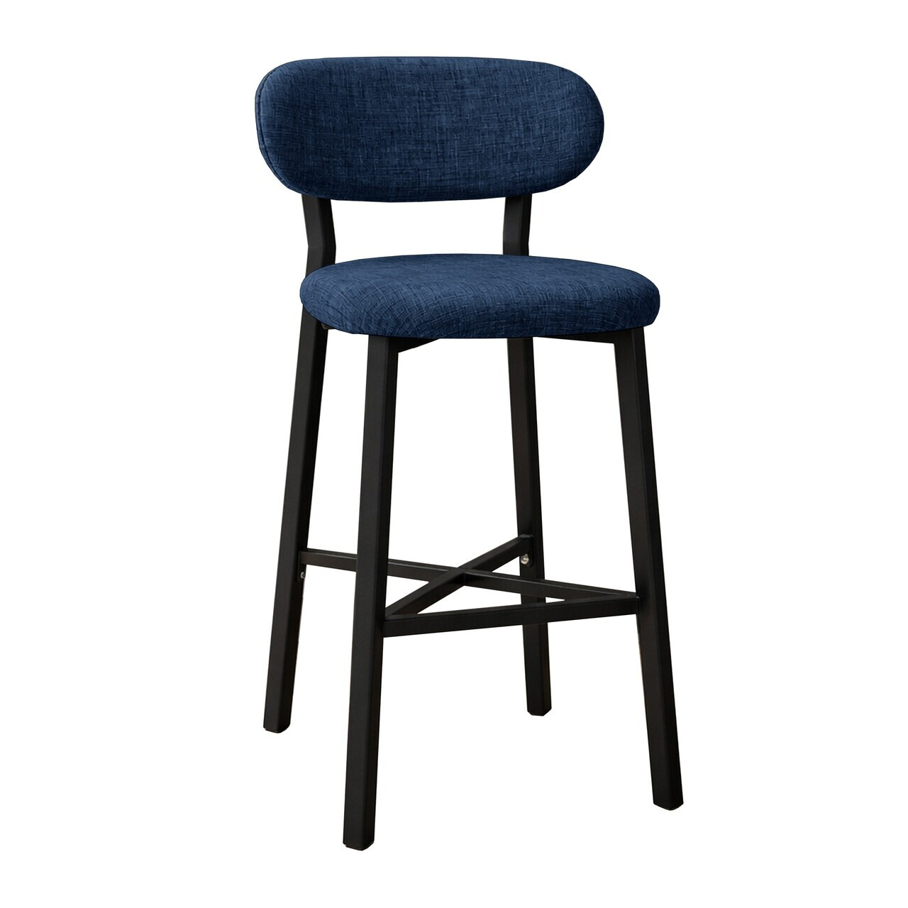 Scaun de bar, Hanah Home, Luna, 42x100x45 cm, Fier/Poliester/In, Albastru navy — imaginea 6
