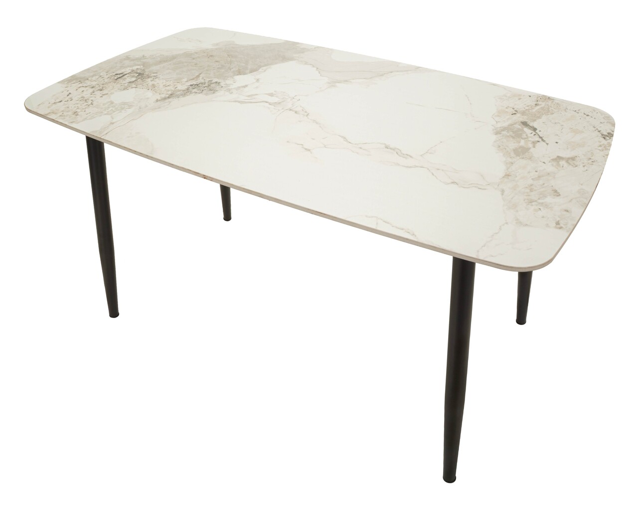 Masa dining, Mauro Ferretti, Josh, 138x78x76 cm, metal/ceramica, negru/alb - imagine 5