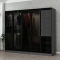 Dulap pentru haine, Minerva, Kale, 225x190x52 cm, PAL, Antracit / Negru