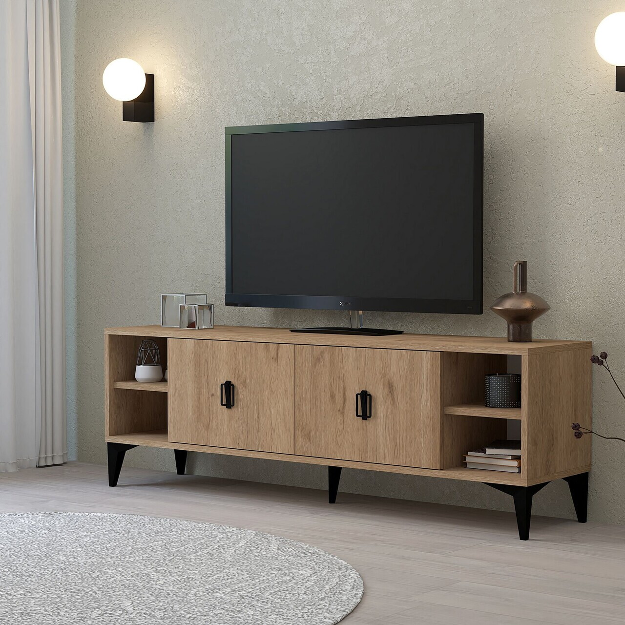 Comoda TV, Hanah Home, Deren 3507, 150x47x35 cm, PAL, Maro — imaginea 3