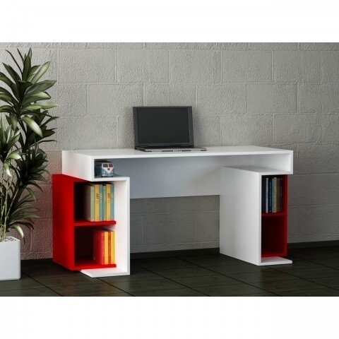Birou Wooden Art, Monument White Red, 140x75x60 Cm Birou Wooden Art, Monument White Red, 140x75x60 Cm