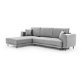 Coltar extensibil stanga 4 locuri ELTAP, LT-03NU, Dalia, 289x190x95 cm, lemn/poliester, gri deschis