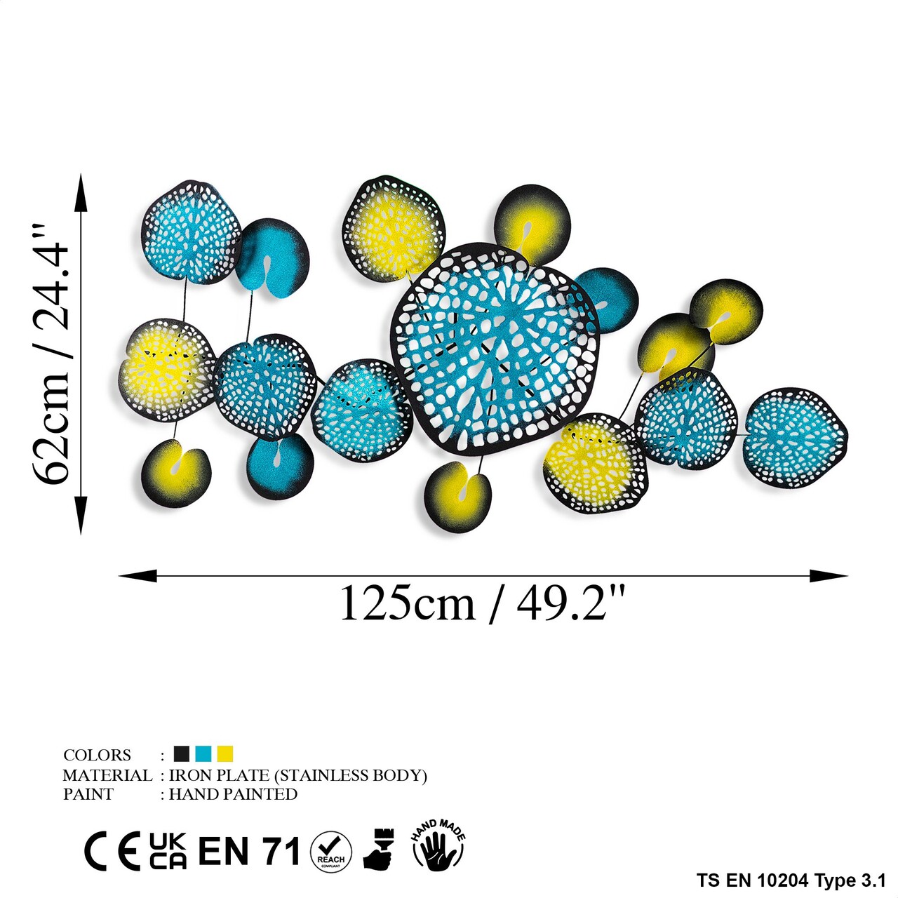 Decoratiune de perete, Nenuharps 1, Dimensiuni: 125 x 62 x 4 cm, Multicolor - view 7