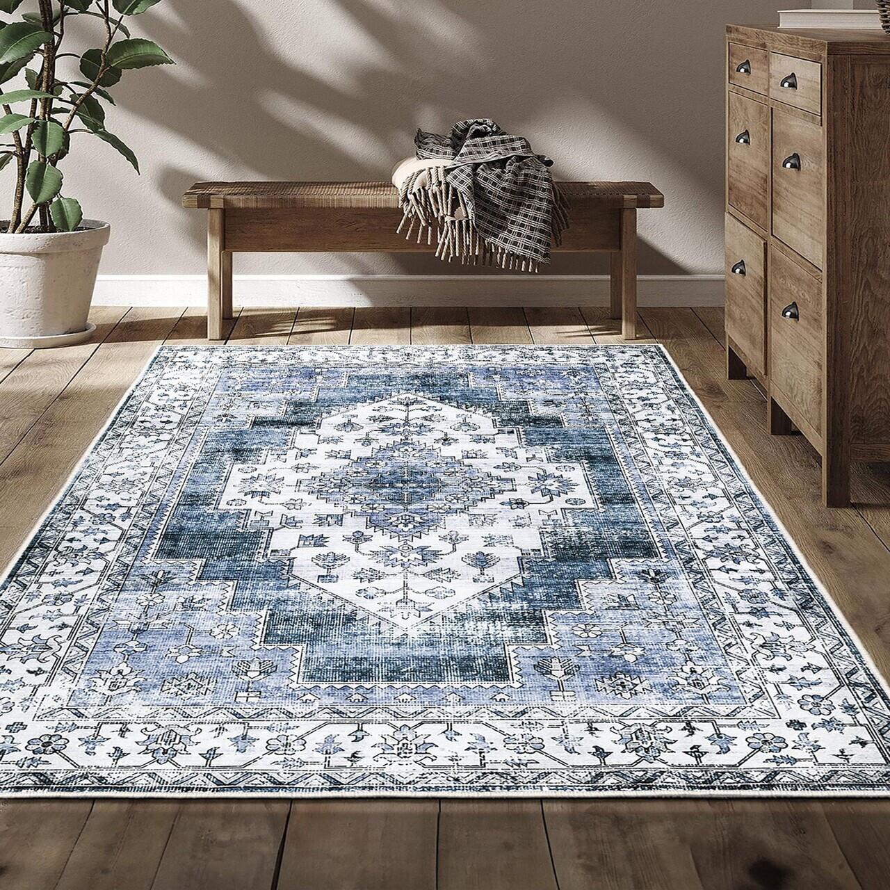Covor, Kece-Fr84, 160x230 cm, Albastru — imaginea 2