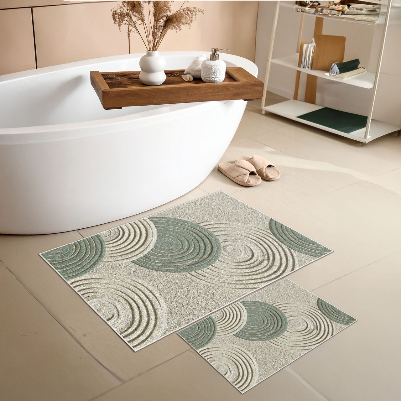 Set covorase de baie, L'essentiel Maison, Asr41, Verde