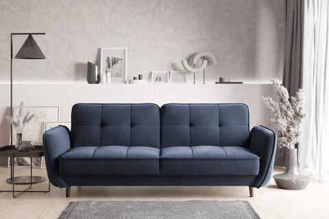 Canapea extensibila 3 locuri ELTAP, SO-BEL-40PO, Bellis, 220x90x83 cm, lemn/poliester, albastru inchis