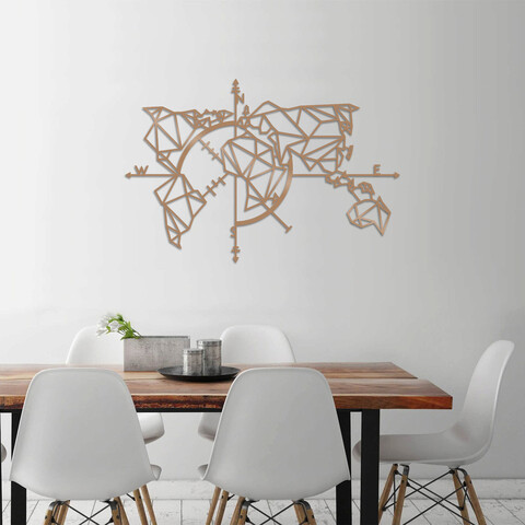 Decoratiune de perete, World Map Metal Decor 2, Metal, Dimensiune: 111 x 74 cm, Cupru