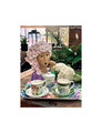 Set 2 cesti cu farfurie pentru cafea, Flora, Brandani, D8x8.5 cm, portelan New Bone China