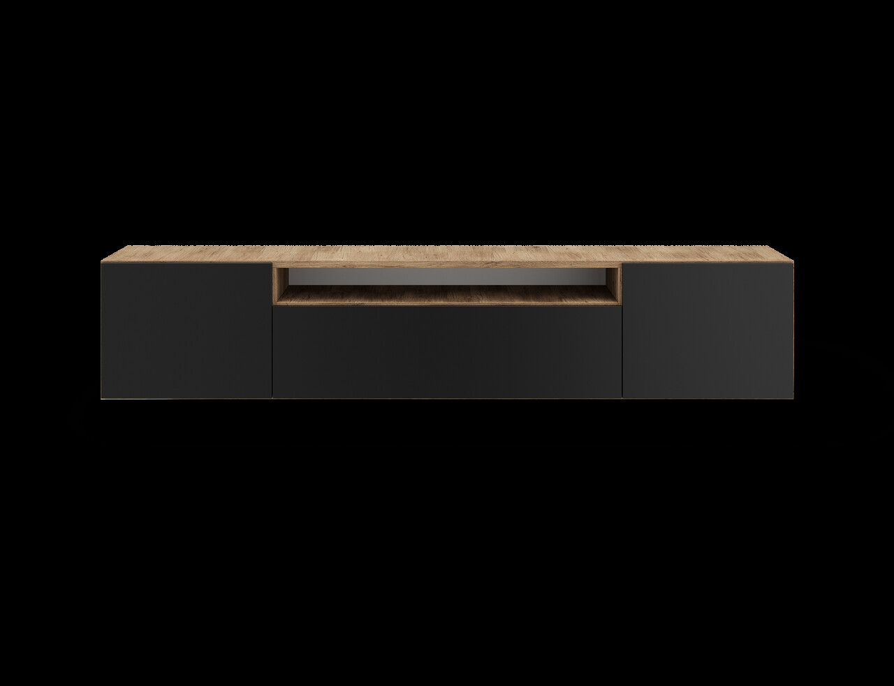 Comoda TV ADRK, Femur, 200x41x40 cm, PAL laminat, negru/artisan — imaginea 5