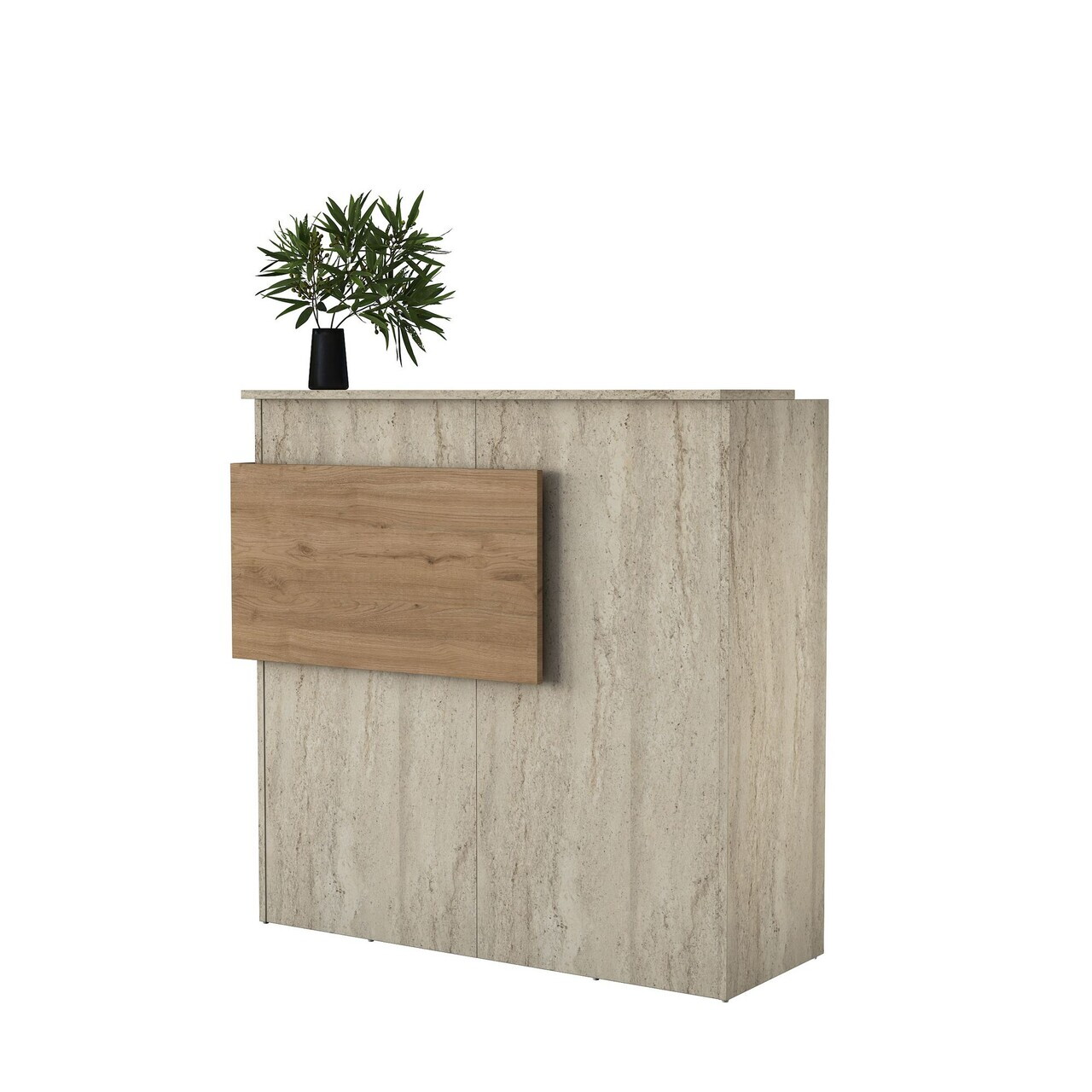 Masa de receptie, Hanah Home, MA105, 110x110x40 cm, PAL melaminat, Travertin / Nuc - view 6