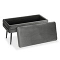 Bancheta cu spatiu de depozitare Madison, Versa, 79.5 x 42 x 37.5 cm, catifea/lemn de pin, gri inchis