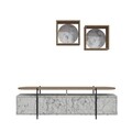 Comoda TV cu 2 rafturi, Decortie, Hanley, pal melaminat, alb/stejar