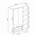 Dulap pentru haine, Minerva, Kale White Black, 135x190x52 cm, PAL, Alb/Negru