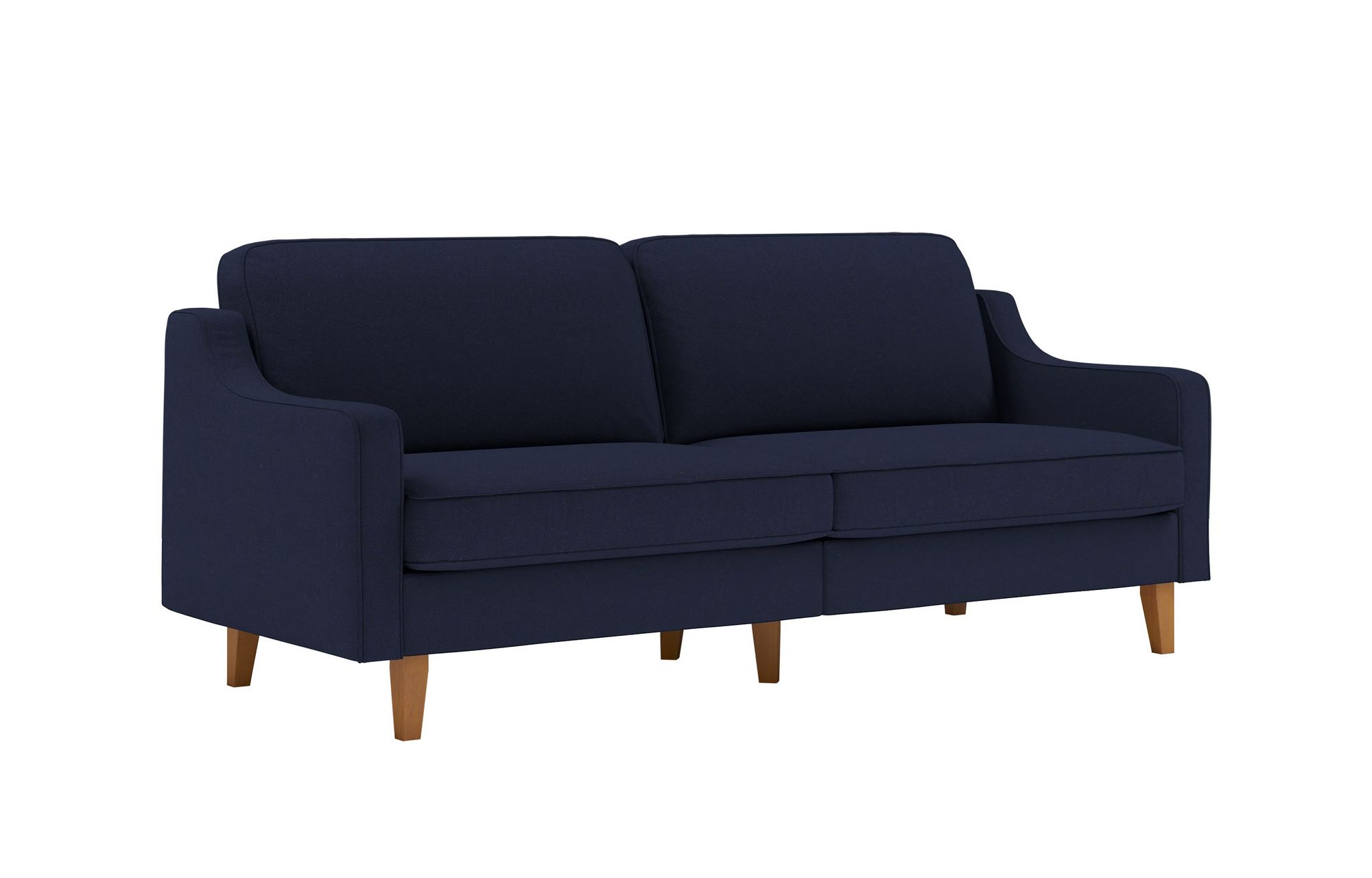 Canapea 3 locuri, Atelier del Sofa, 918CMF1164, Cadru: 100% OȚEL, Albastru noapte / Nuc