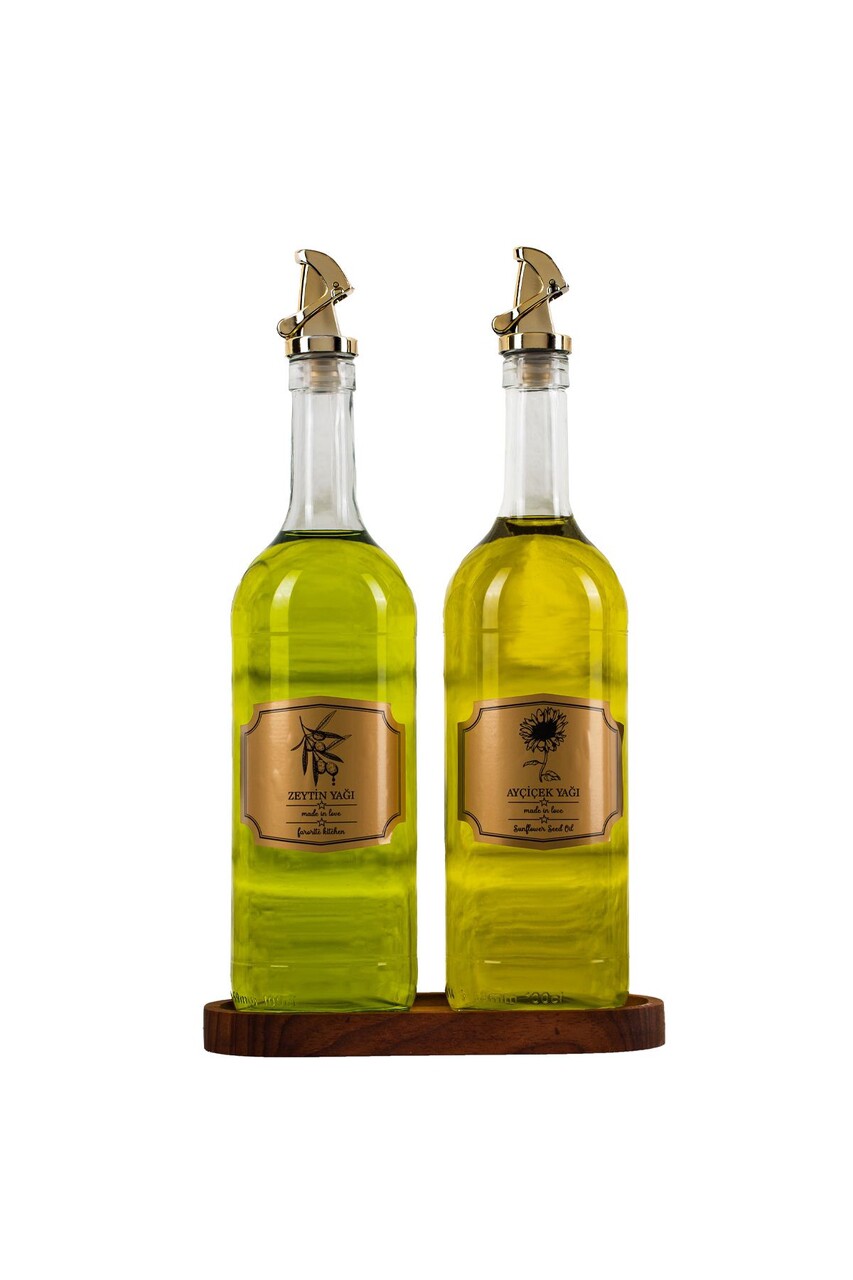 Set sticle dispenser ulei si otet, Hermia, 409PBH1416, Suport din lemn: (1 bucată), Transparent - view 4