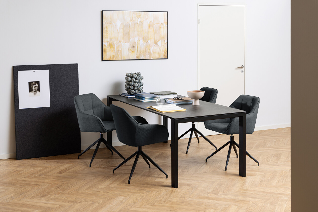 Scaun Brenda, Actona, 58x54.5x84.5 cm, rotativ, tesatura structurata/otel, gri inchis - view 4