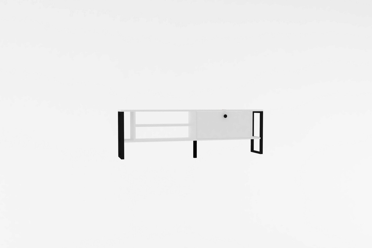 Comoda TV, Puqa Design, Asrın, 160x50.4x24.5 cm, PAL, Alb