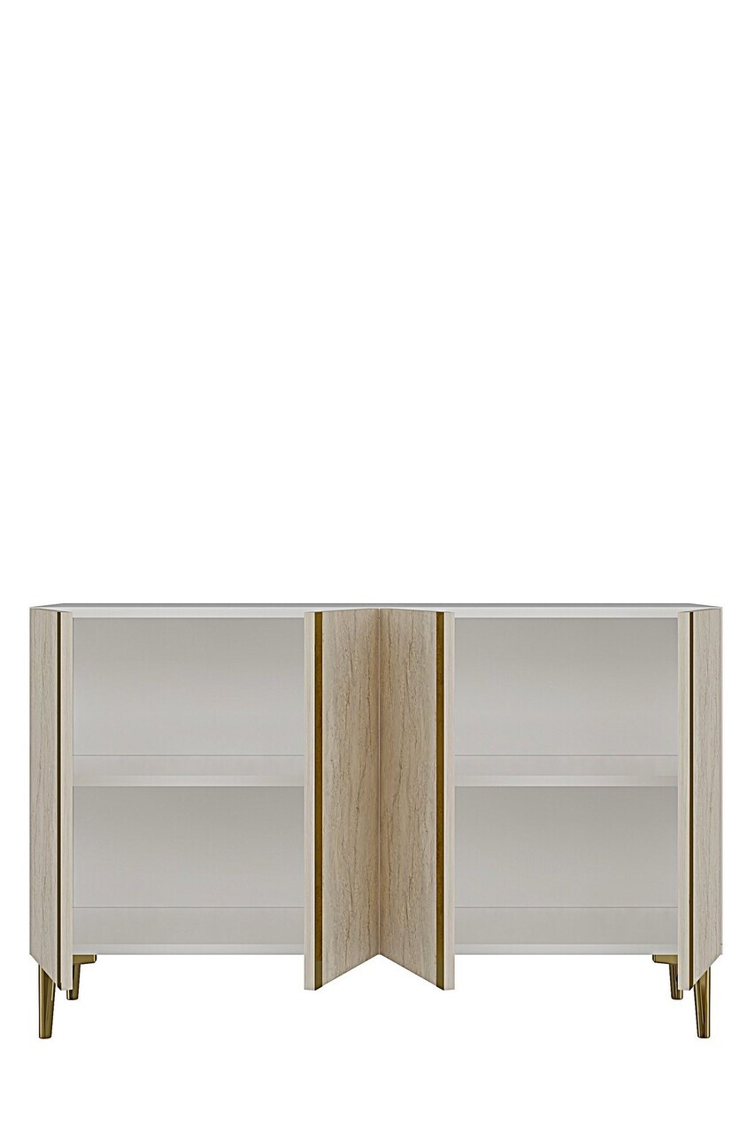 Consola, Hanah Home, Anka 120, 120x75x32 cm, PAL, White / Travertine / Silver — imaginea 6