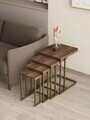Set masute Nesting 4 piese, Hanah Home, Tekerli, Aur / Nuc
