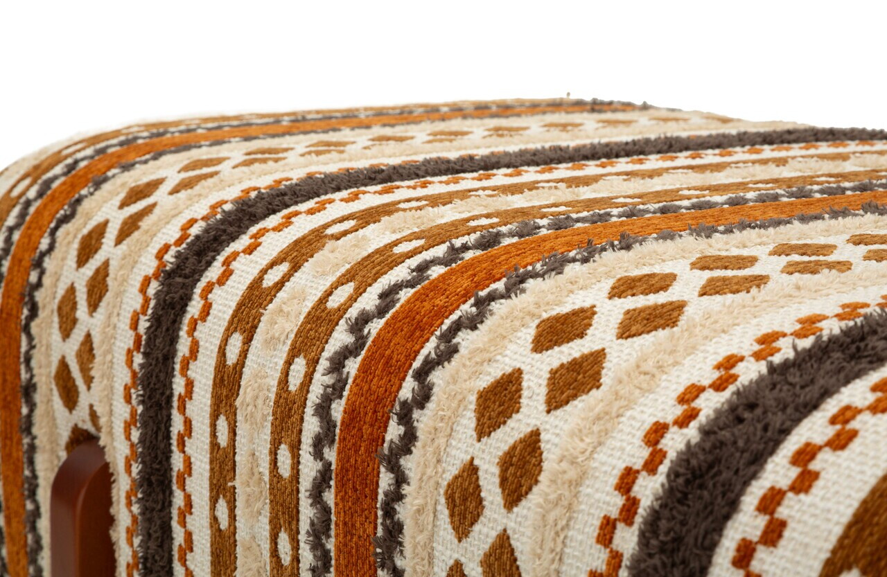 Bancheta, Mauro Ferretti, Ethnic, 120x45x43 cm, poliester/lemn masiv, multicolor — imaginea 4