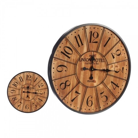 Ceas de perete Rowan, Gift Decor, Ø 60 cm, metal/lemn