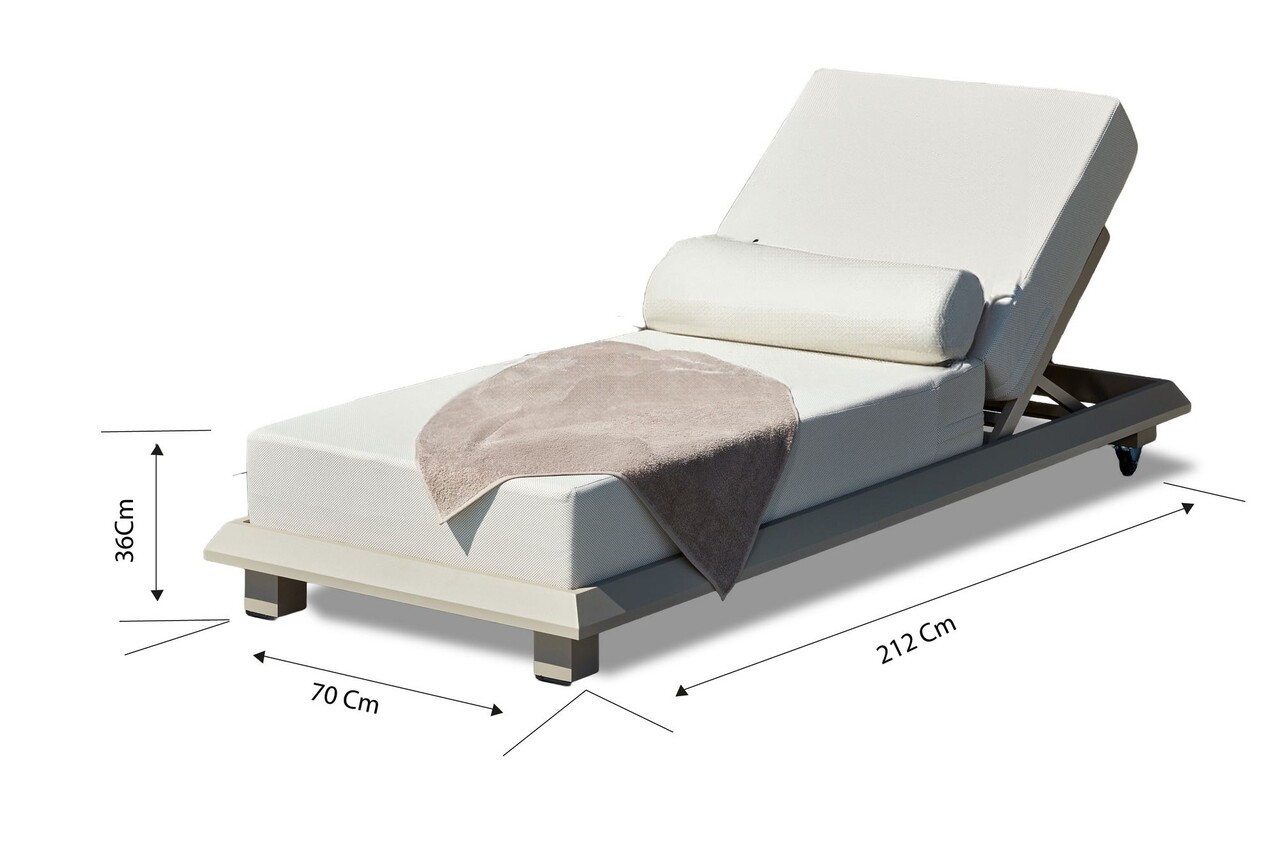 Sezlong de gradina, Clara, Pera, 70x36x212 cm, Ofelina, Bej