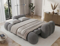 Canapea extensibila 3 locuri ELTAP, Cotonn, 256x119x105 cm, lemn/poliester, gri inchis